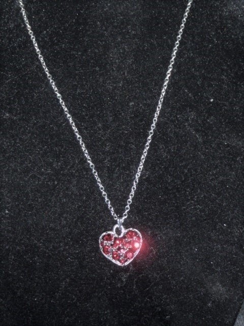 ketting roodhart kristalsteentjes, NIEUW VINTAGE,VRIENDSCHAP, Sieraden, Tassen en Uiterlijk, Kettingen, Overige materialen, Verzenden