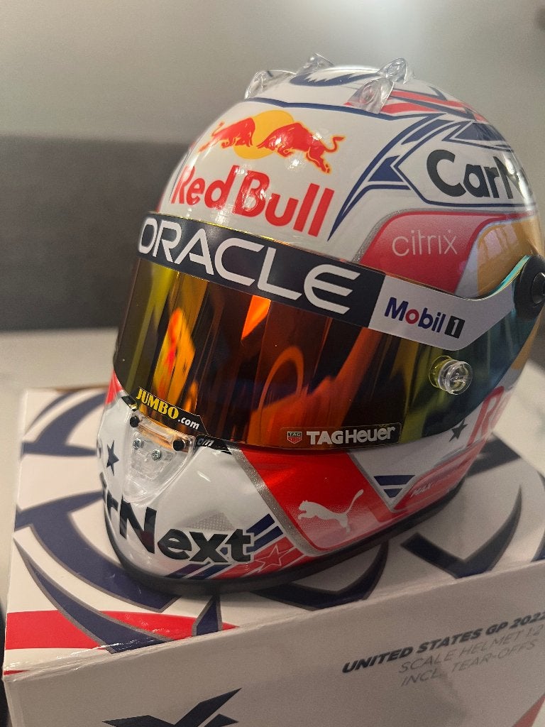 Max Verstappen helm 1:2  United States 2022, Verzamelen, Automerken, Motoren en Formule 1, Ophalen of Verzenden, Nieuw, Formule 1