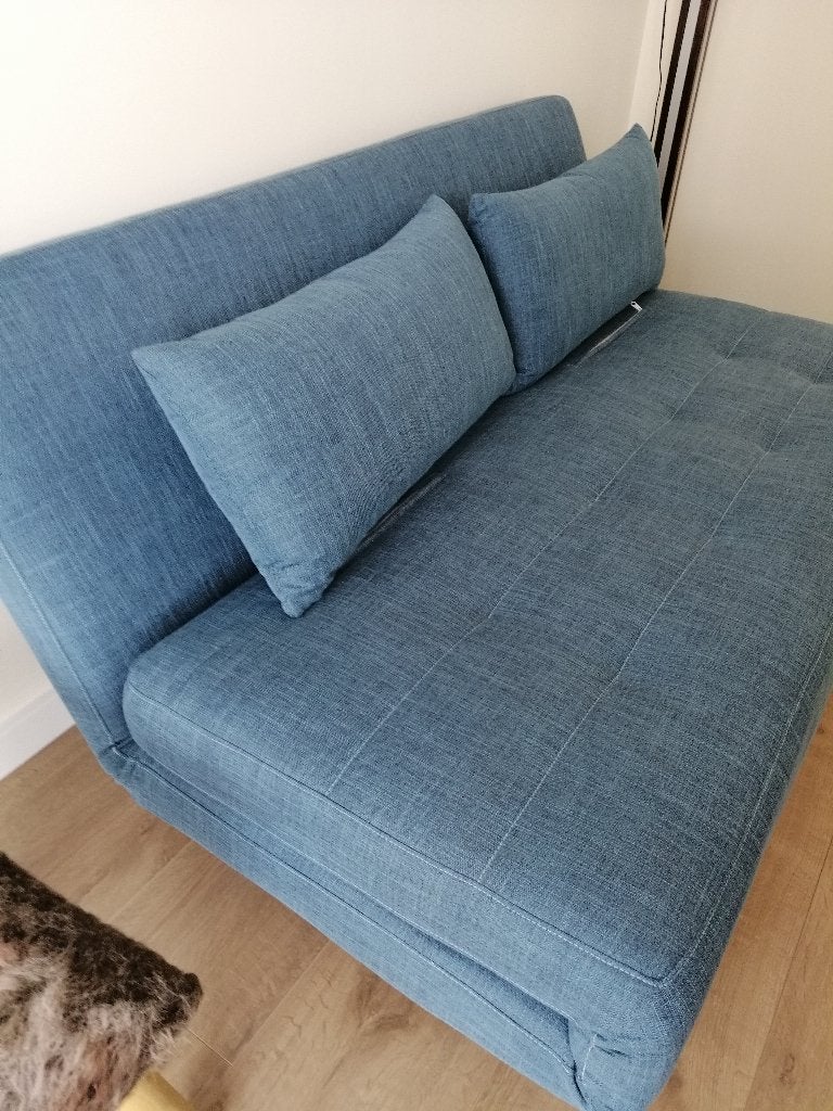 2-sit BANK Slaapbank Bedbank logeerbed studentenkamer studio, Ophalen, Gebruikt, Blauw, Tweepersoons