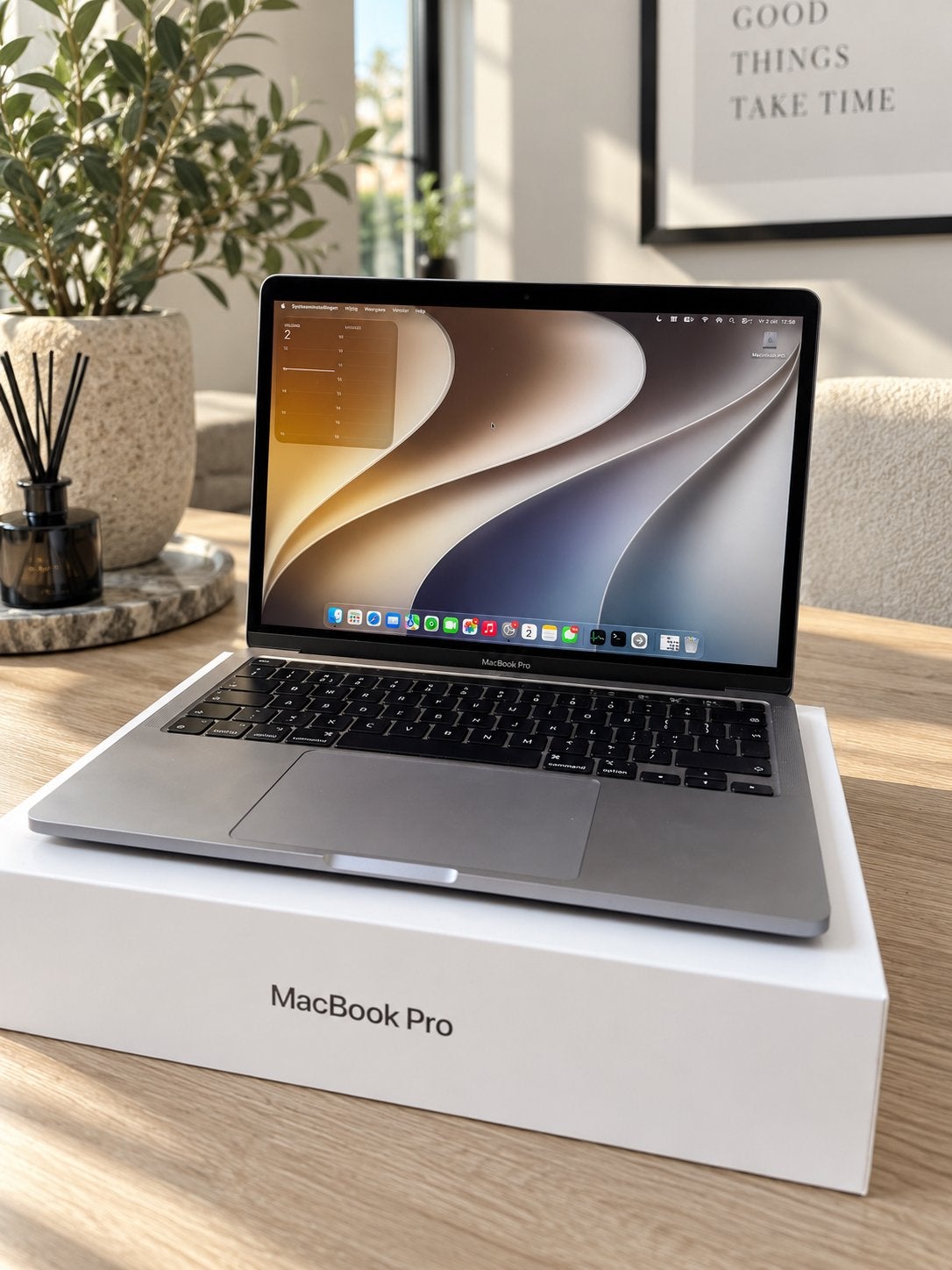 MacBook Pro 13” M1 2020 | Krasvrij | 91% Accu | Compleet, MacBook Pro, 256 GB, Qwerty, 8 GB