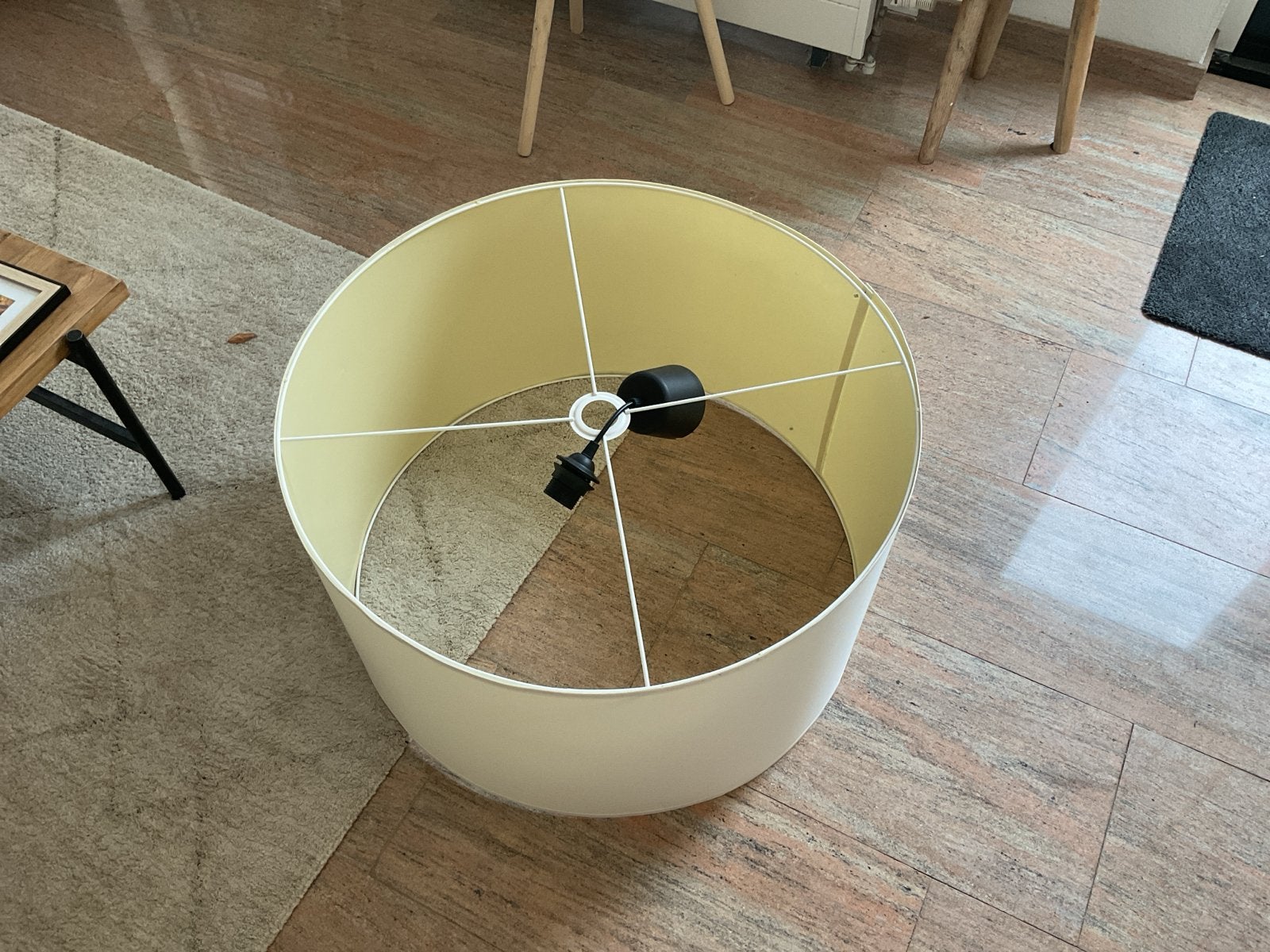 Grote witte lampenkap Ikea 60 CM met zwarte bevestiging, Hanglamp, Gebruikt, 40 cm, Rond