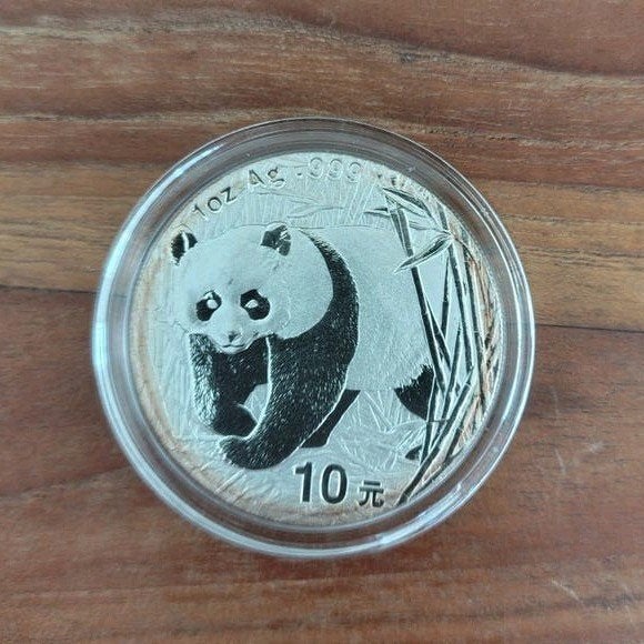 Chinese Panda Zilveren Munt 1 Oz - 2001, Ophalen of Verzenden, Oost-Azië, Losse munt, Zilver