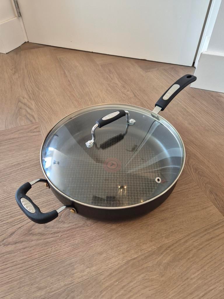 Tefal Koekenpan/sauteerpan 30cm met Deksel - Anti-aanbak, Ophalen, Gebruikt, Aluminium, Koekenpan of Braadpan
