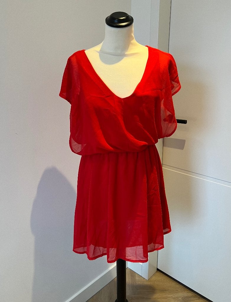 ZGAN rood It Hippie zomer jurk v hals S M 36 38 rushes style, It Hippie, Ophalen of Verzenden, Zo goed als nieuw, Maat 36 (S)