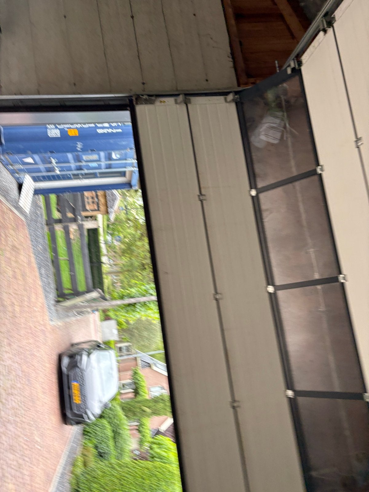 Grijze Garagedeur - 4 meter breed, Ophalen, Gebruikt, 120 cm of meer, Garagedeur