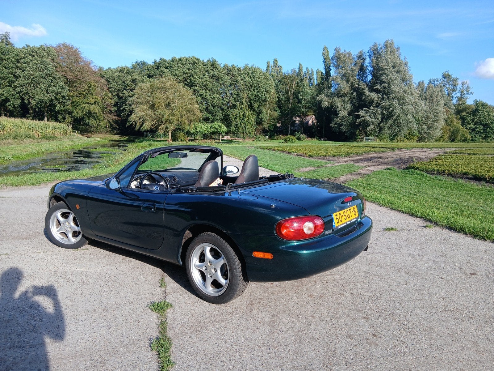 Mazda MX-5 cabriolet 1.6 I 2003 Groen softtop cabrio, Auto's, Achterwielaandrijving, 40 €/maand, 4 cilinders, Cabriolet
