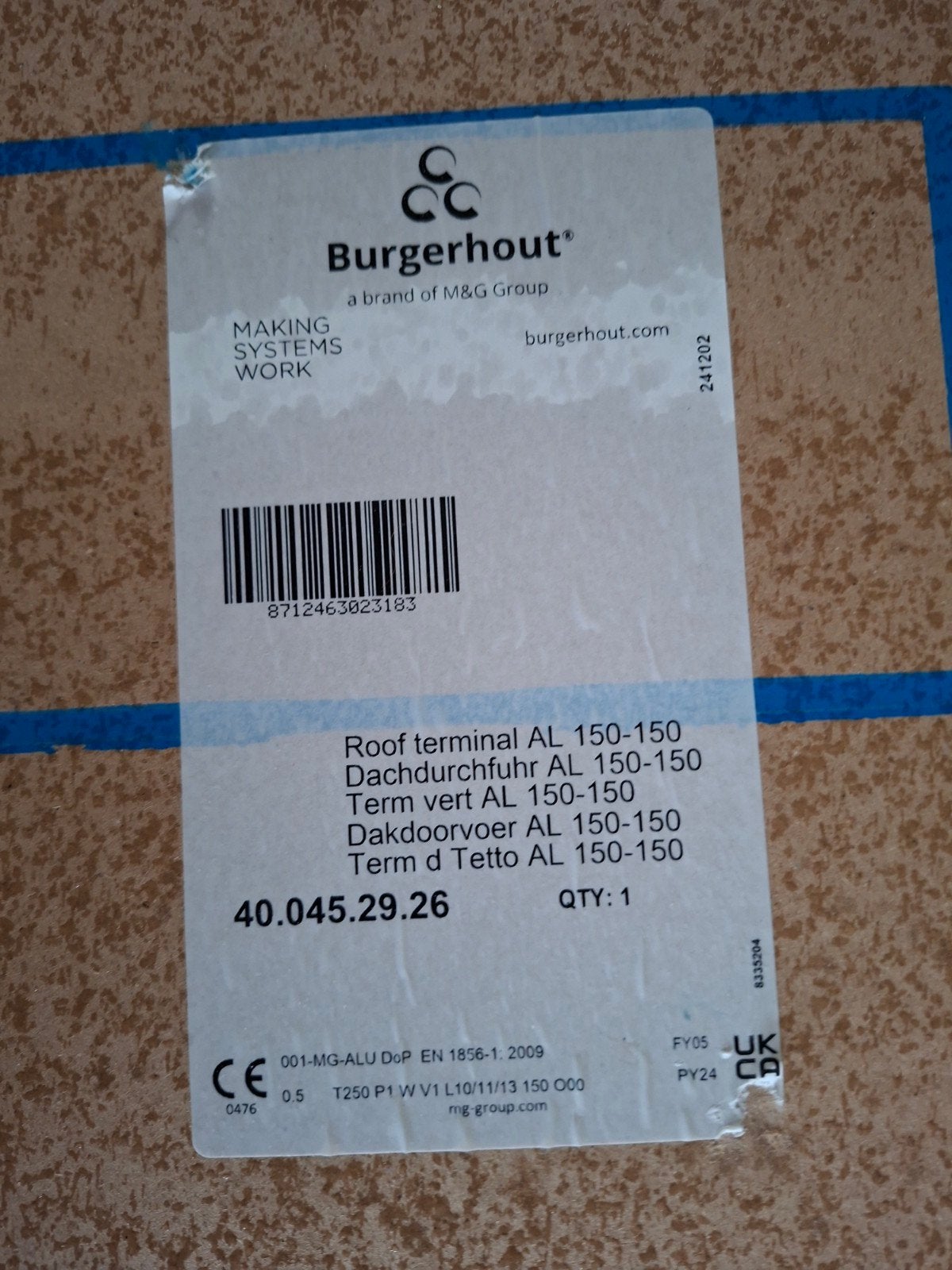 Dakdoorvoer AL 150_150 Burgerhout 40.045.29.26, Ophalen of Verzenden
