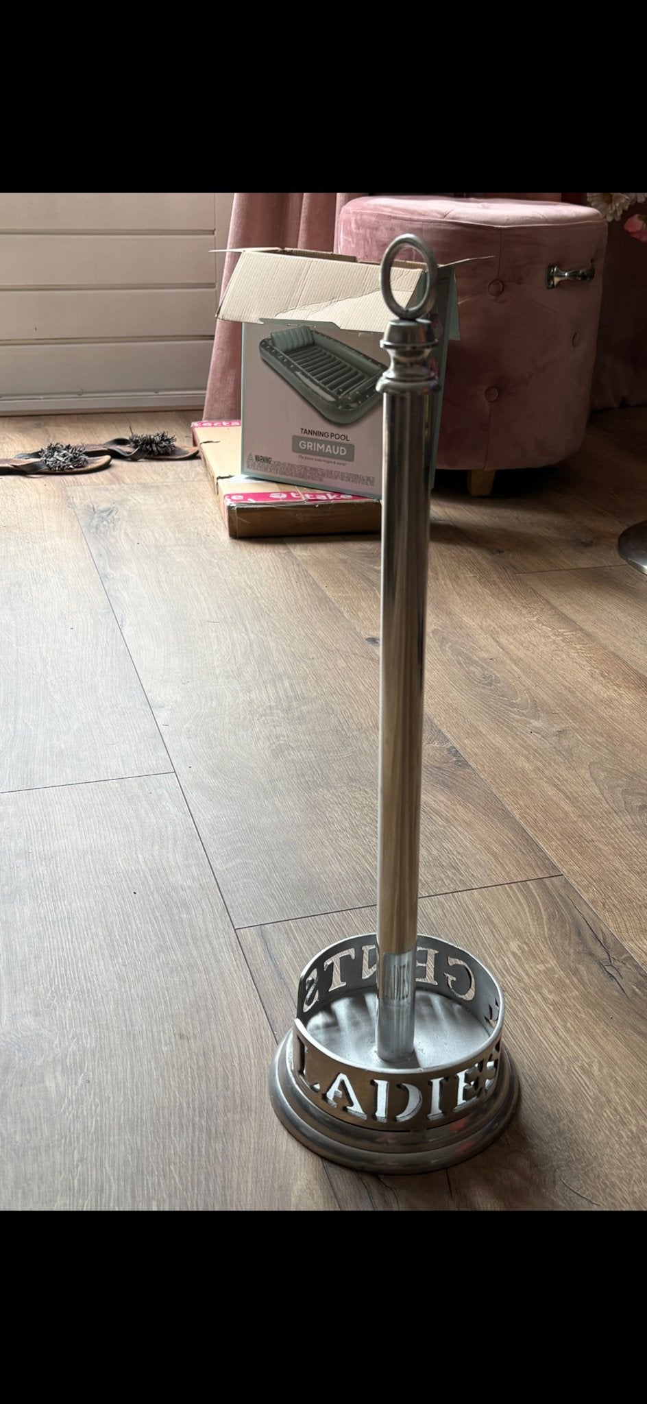 Stijlvolle metalen wc-rol houder Riviera Maison, Ophalen, Metaal, Zilver, Klassiek