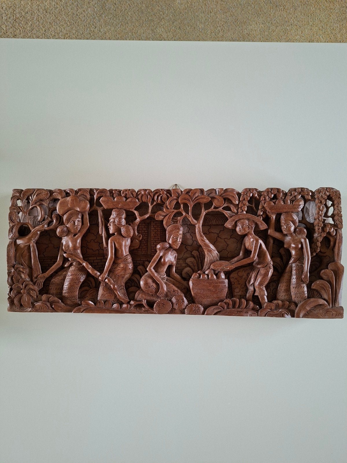 Balinees 3d wandpaneel/ plattelands tafereel/jaren '50, Antiek en Kunst, Ophalen of Verzenden