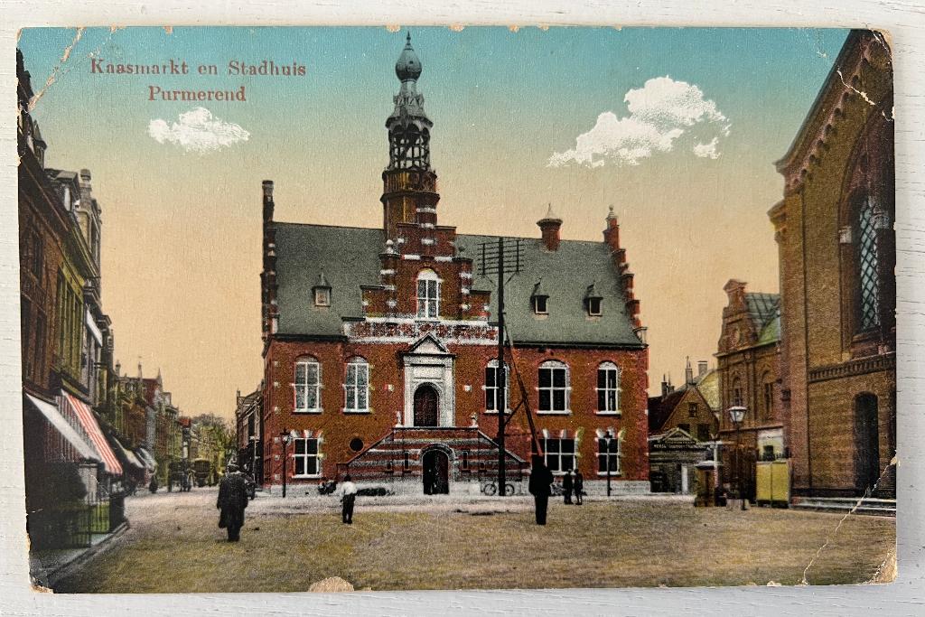 Oude Ansichtkaart - Purmerend - Kaasmarkt en Stadhuis, Ophalen of Verzenden, Voor 1920, Ongelopen, Noord-Holland