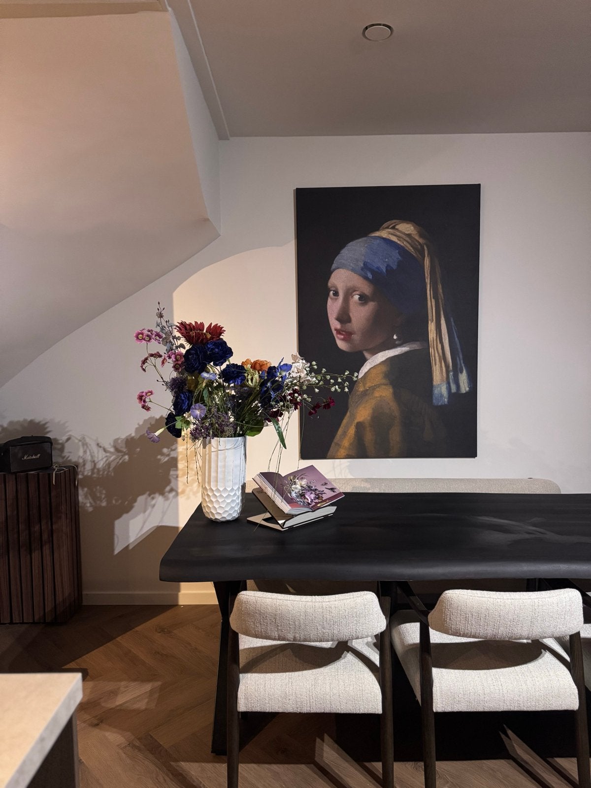 Mooie eettafel van zwart eiken te koop, Ophalen, Eikenhout, 200 cm of meer, 50 tot 100 cm