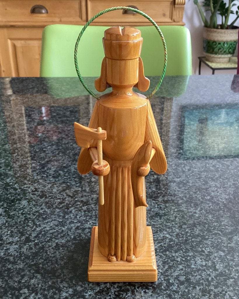 Heiligenbeeld, hout, Sint-Olav, Wikstrõm, 1988, vintage, Antiek en Kunst, Ophalen, Overige onderwerpen, 20 - 50 cm, Beeld