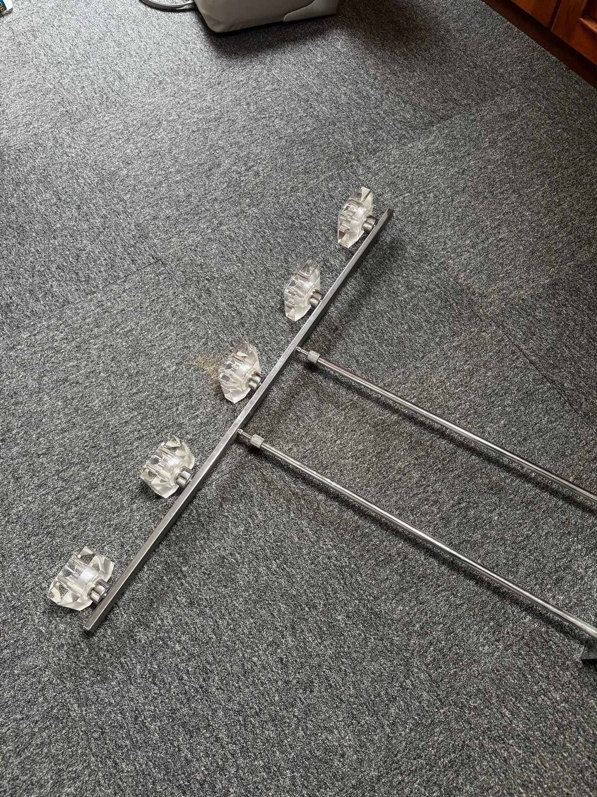 Moderne hanglamp met 5 kristallen elementen, Ophalen, Gebruikt, Glas, Overige fittingen