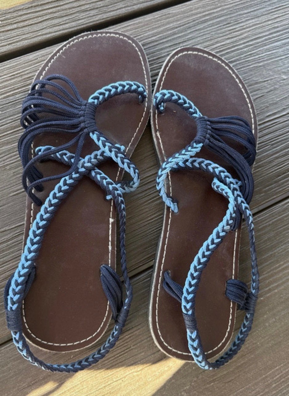 Touwsandalen, blauw, maat 40, Blauw, Zo goed als nieuw, Sandalen of Muiltjes, Ophalen of Verzenden