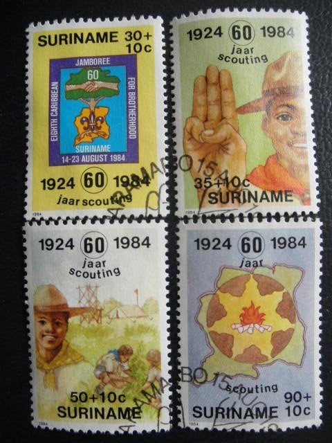 Postzegels Suriname 1984 scouting - cat.w. € 8,00., Ophalen of Verzenden, Gestempeld
