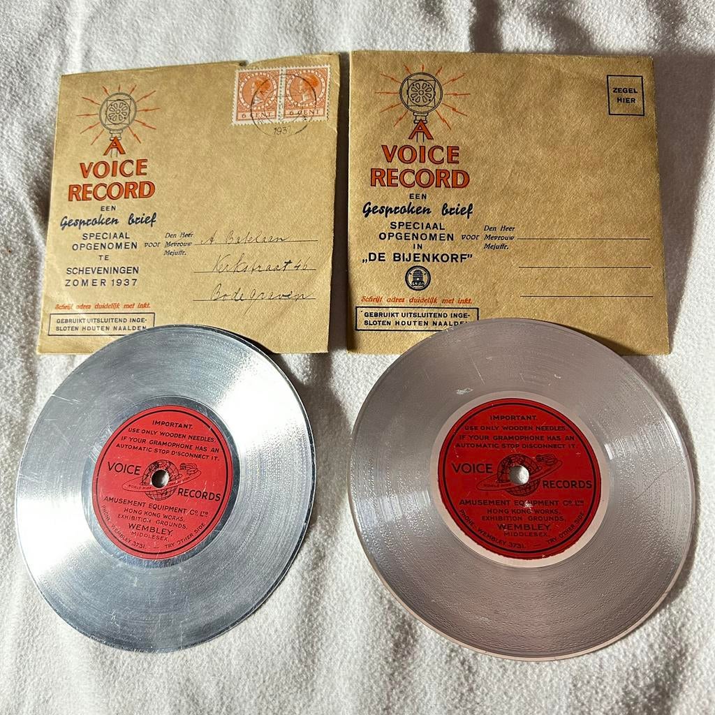 Antiek 1937 “A Voice Record” “een gesproken brief”, Ophalen of Verzenden