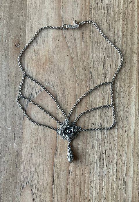 art nouveau ketting armband filigrain antiek sieraden Gothic, Ophalen of Verzenden, Zo goed als nieuw, Zilver, Zilver