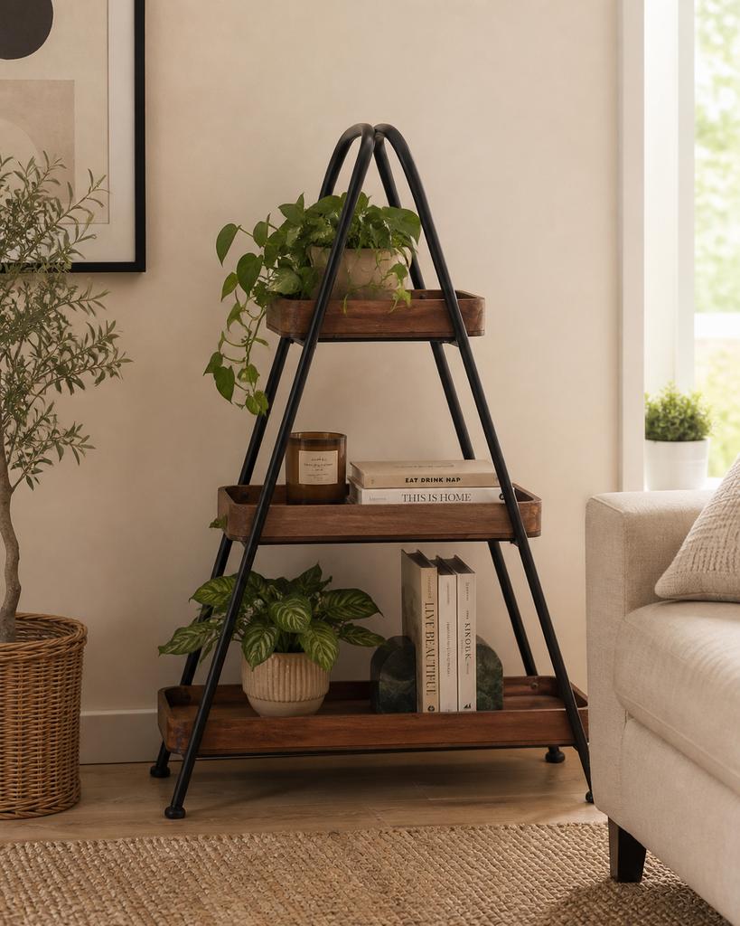 Grote etagere in pyramide vorm, Met plank(en), Gebruikt, 100 tot 150 cm, 50 tot 100 cm