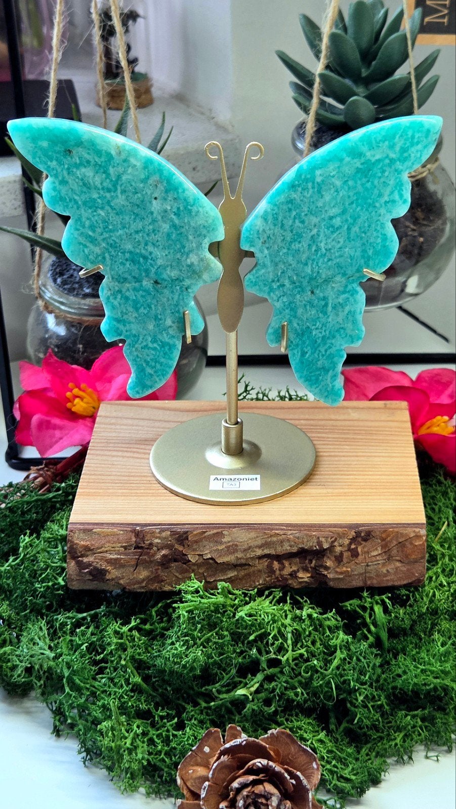 Turquoise Amazoniet Edelsteen Vlinder Set met Standaard, Sieraden, Tassen en Uiterlijk, Ophalen of Verzenden, Nieuw
