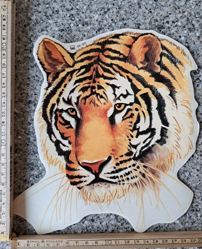 Prachtige grote vintage auto sticker tijger kop hoofd, Ophalen of Verzenden, Zo goed als nieuw