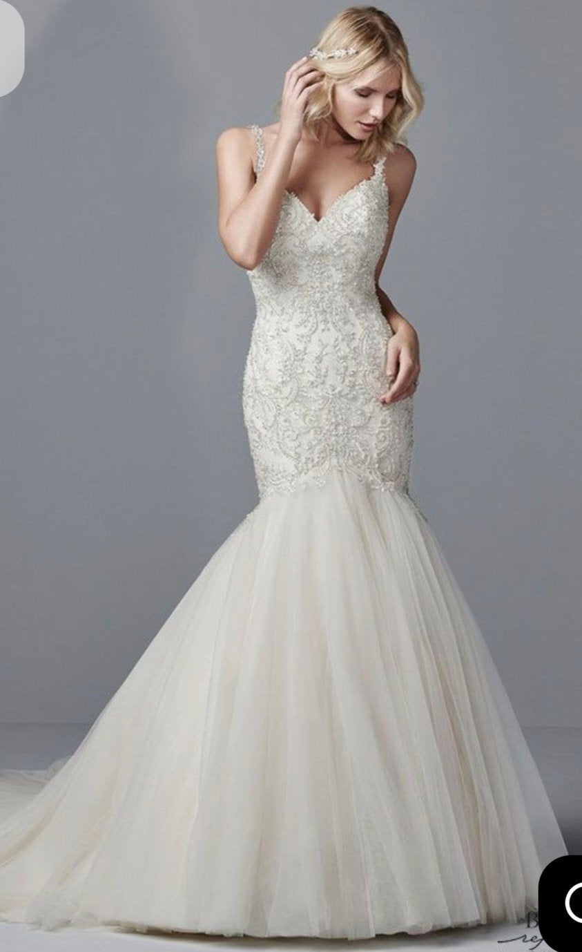 trouwjurk Maggie Sottero & Midgley Hardy, Kleding | Dames, Trouwkleding en Trouwaccessoires, Ophalen, Wit, Trouwjurk