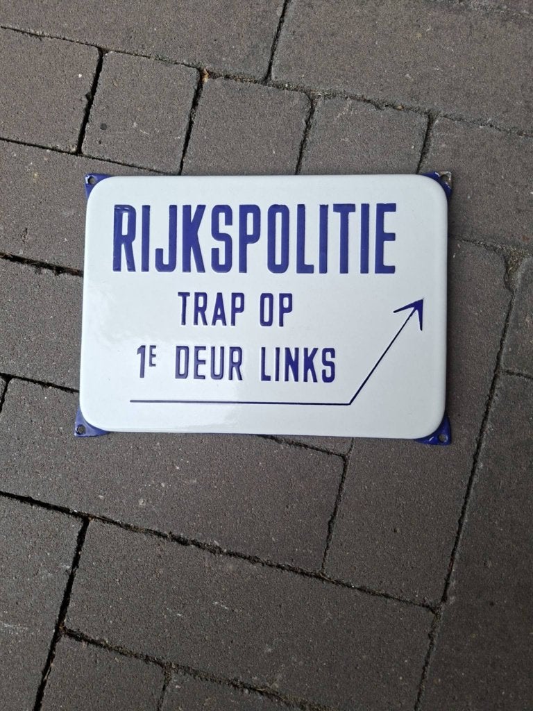rijkspolitie   emaille, Ophalen of Verzenden, Gebruikt, Reclamebord