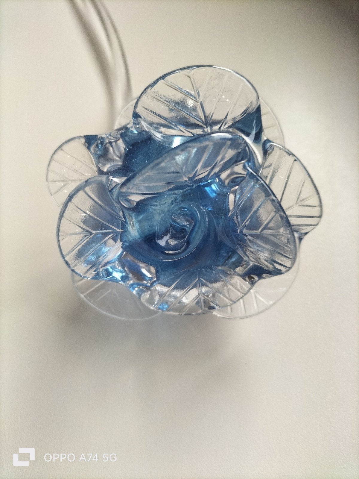 Glazen blauwe roos met glazen steel - decoratie, Ophalen, Nieuw, Blauw, Glas