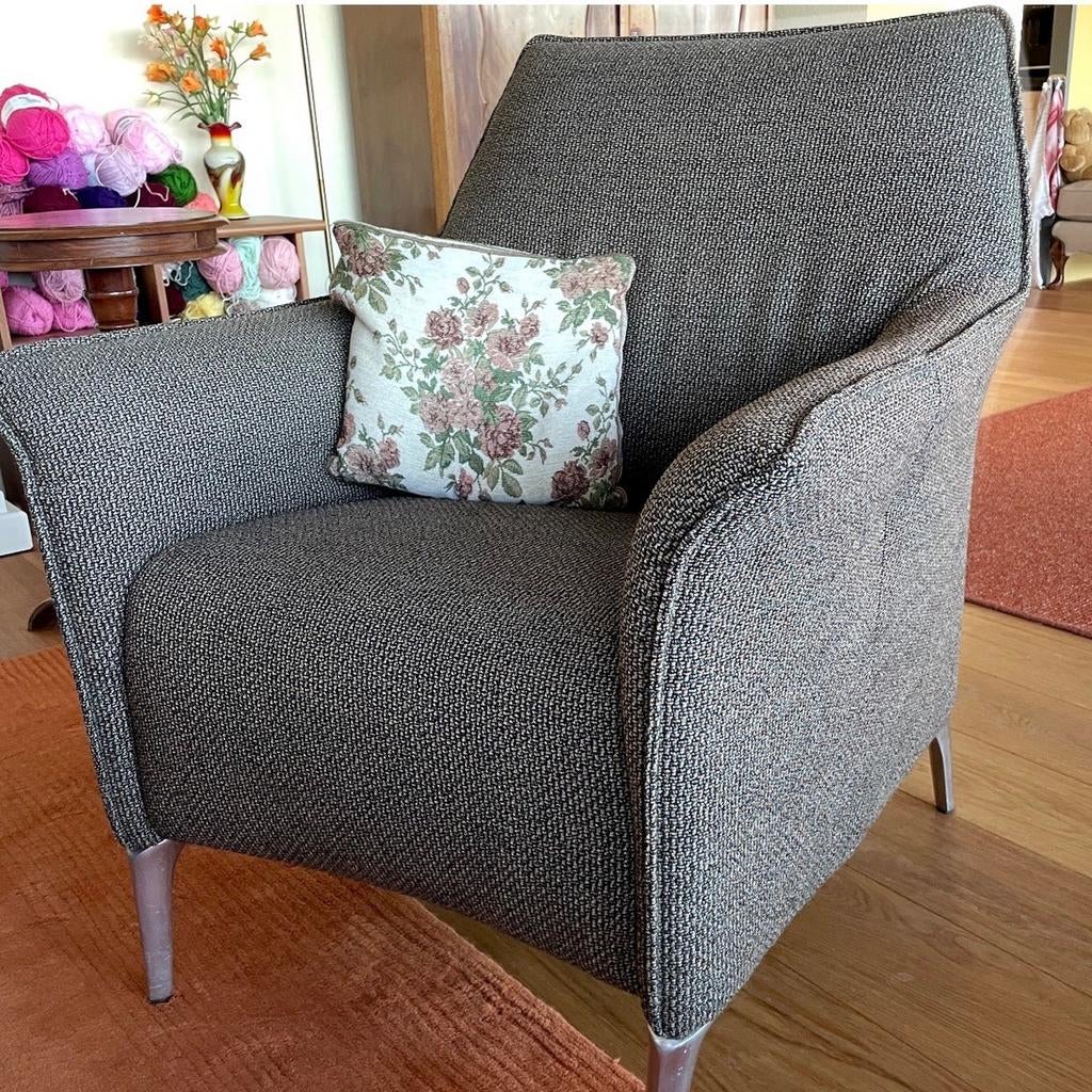 Comfortabele fauteuil met stoffen bekleding, Huis en Inrichting, Fauteuils, Ophalen, Gebruikt, 75 tot 100 cm, Stof