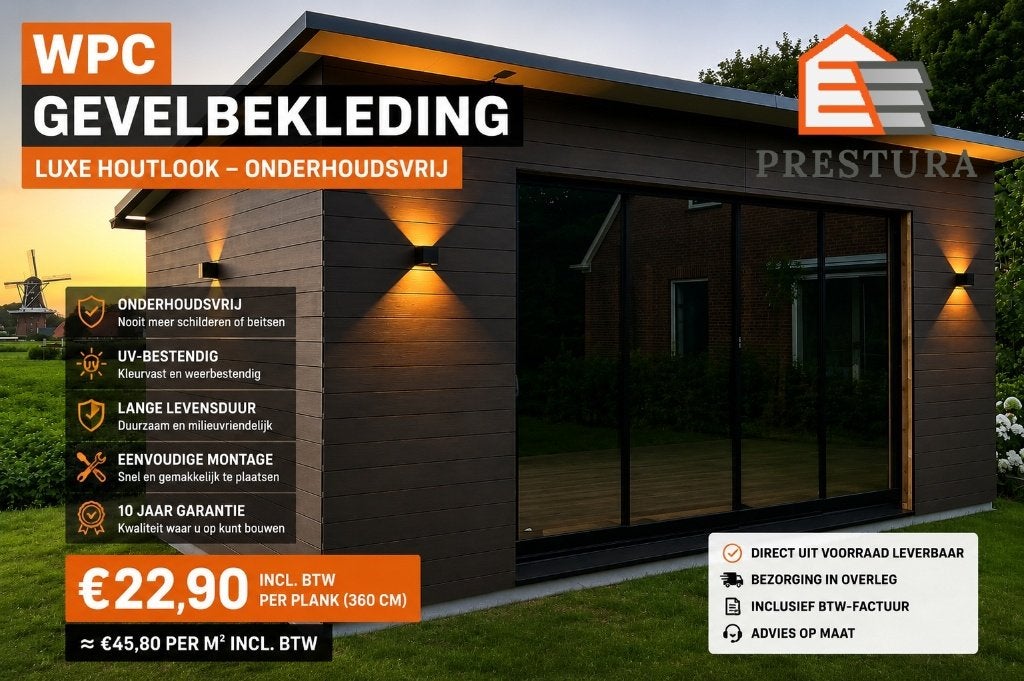 WPC Gevelbekleding Donker Teak Onderhoudsvrij Composiet, Doe-het-zelf en Verbouw, Platen en Panelen, Ophalen of Verzenden, Nieuw