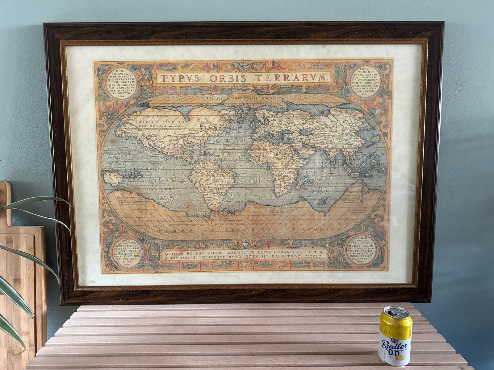 Antieke Wereldkaart 'Typus Orbis Terrarum' Ingelijst, Ophalen, Oorspronkelijke maker, 100 tot 125 cm, 75 – 100