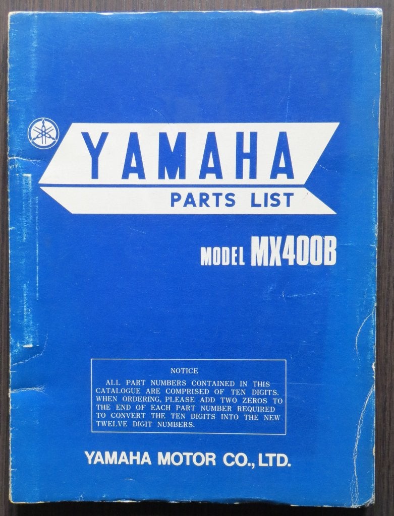 Yamaha MX400B - zeldzame Parts List - 1974 - 84 blz, Verzenden, Yamaha