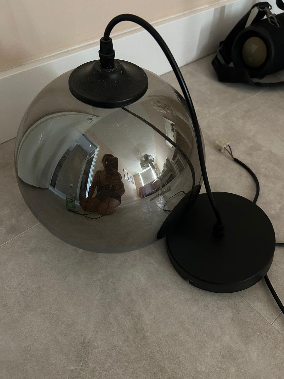 Hanglamp zwart smoke glas, Zwart, Ophalen, Zo goed als nieuw, Glas