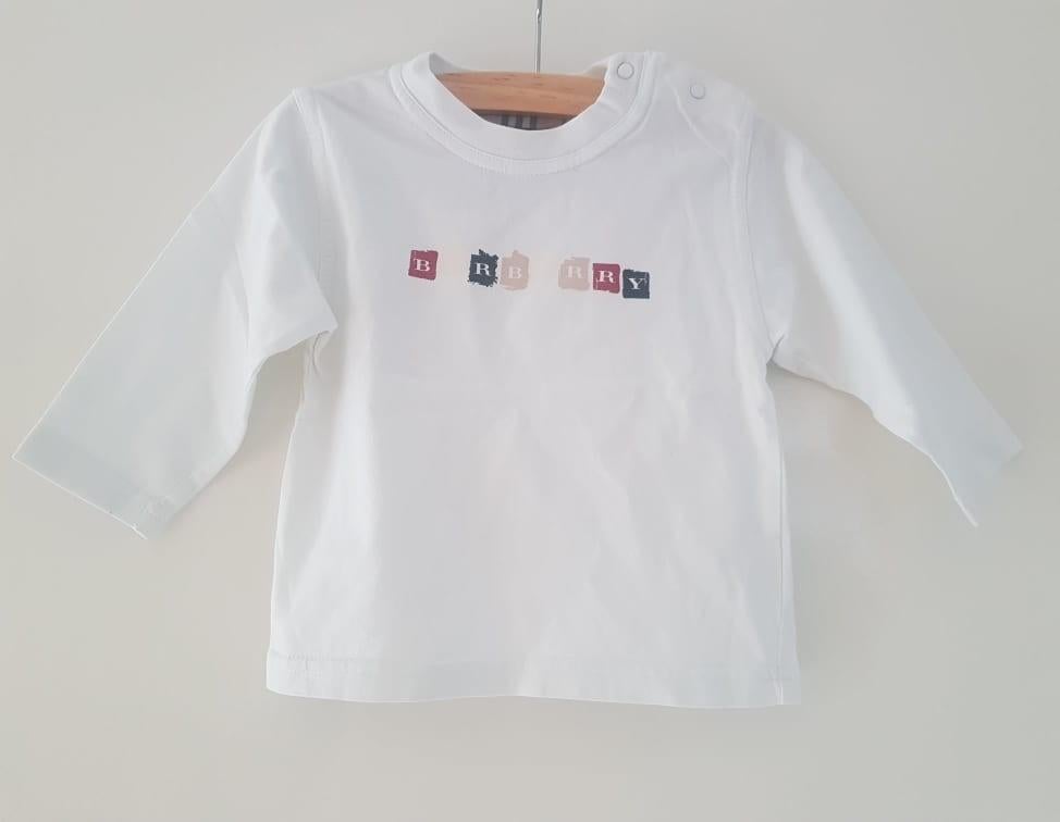 Burberry Baby longsleeve 'lettertjes' 80, Ophalen of Verzenden, Zo goed als nieuw, Jongetje of Meisje, Shirtje of Longsleeve