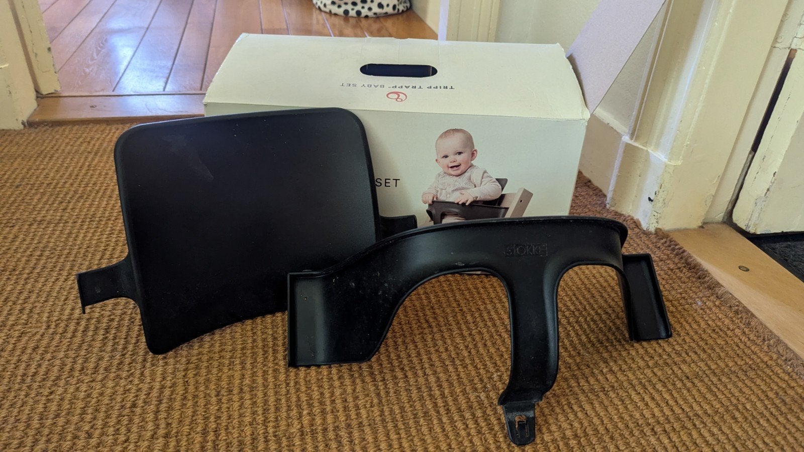 Stokke Tripp Trapp Baby Set mat Zwart, Kinderen en Baby's, Kinderstoelen, Ophalen of Verzenden, Zo goed als nieuw, Meegroeistoel