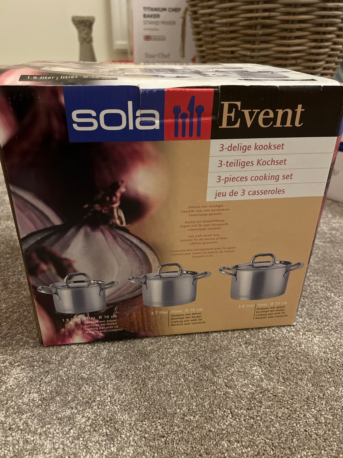 Sola Event 3-delige kookset - RVS pannen, Met deksel, Nieuw, Pannenset, Ophalen of Verzenden