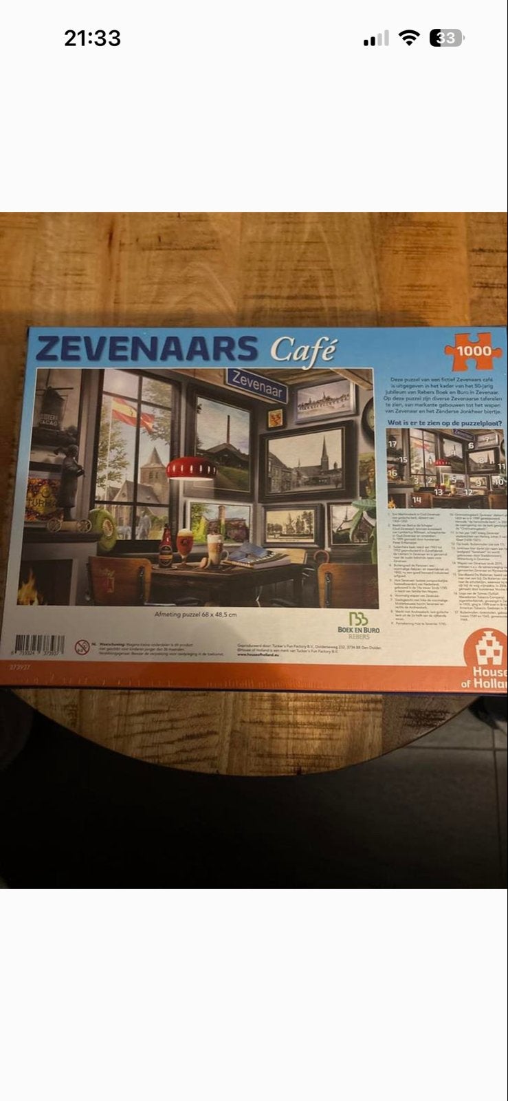 Zevenaars Café Legpuzzel 1000 stukjes, Ophalen of Verzenden, 500 t/m 1500 stukjes, Nieuw, Legpuzzel