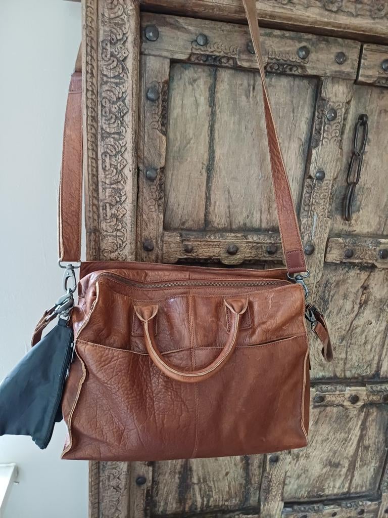 Micmacbags Leren Werktas Laptoptas bruin, Sieraden, Tassen en Uiterlijk, Tassen | Schoudertassen, Overige merken, Bruin, Ophalen of Verzenden