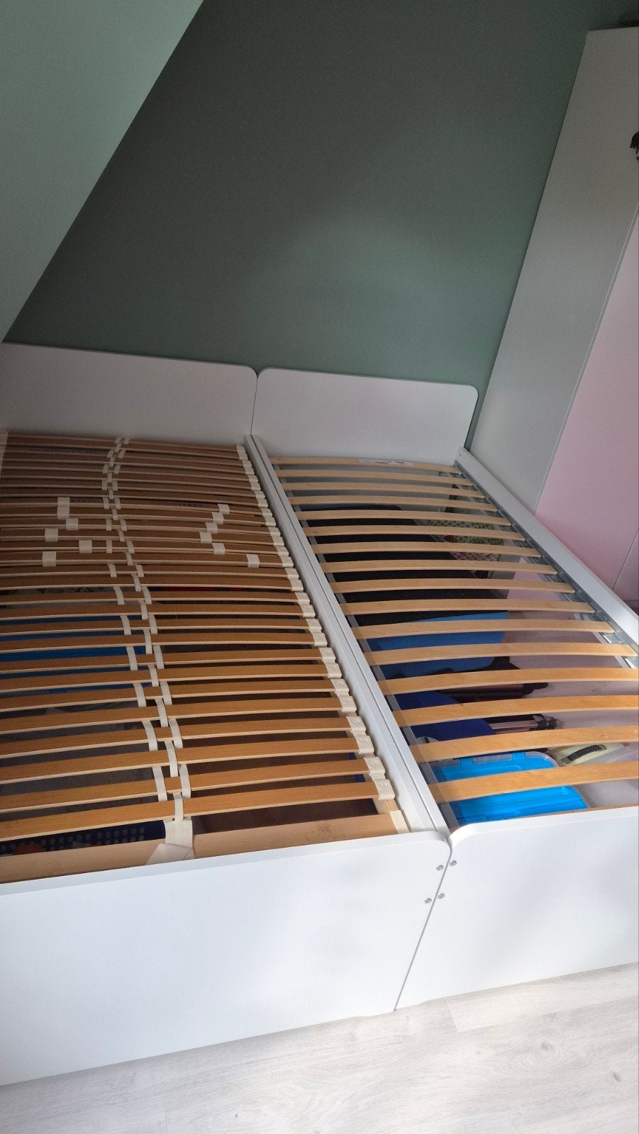 IKEA bed met lattenbodem, 2 stuks, Huis en Inrichting, Ophalen, Gebruikt, Wit, 80 cm