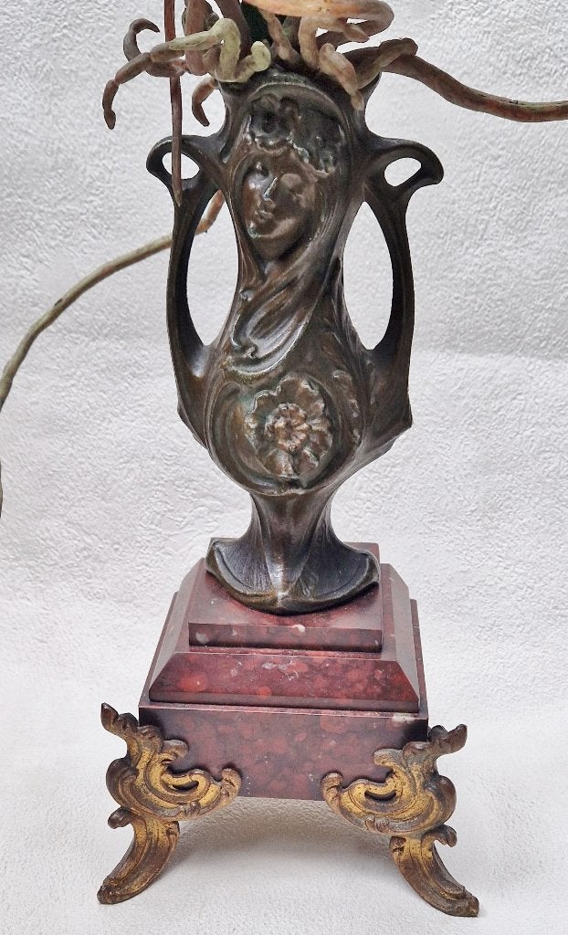 Prachtige Art Nouveau - Jugendstil design vaas Vrouwenhoofd, Ophalen of Verzenden