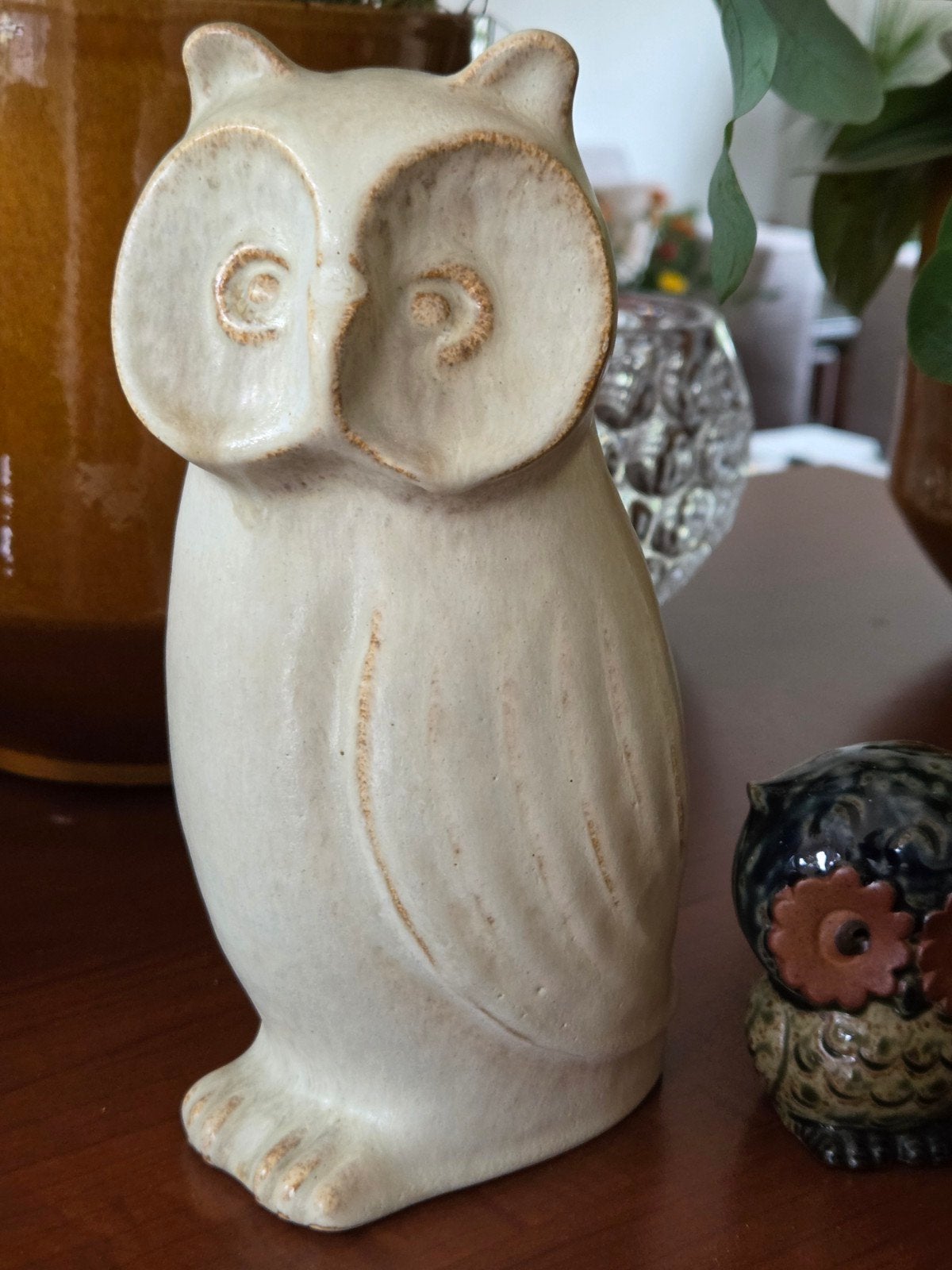 Vintage keramieken Uil  - Crème/Beige, Ophalen of Verzenden, Zo goed als nieuw, Dier