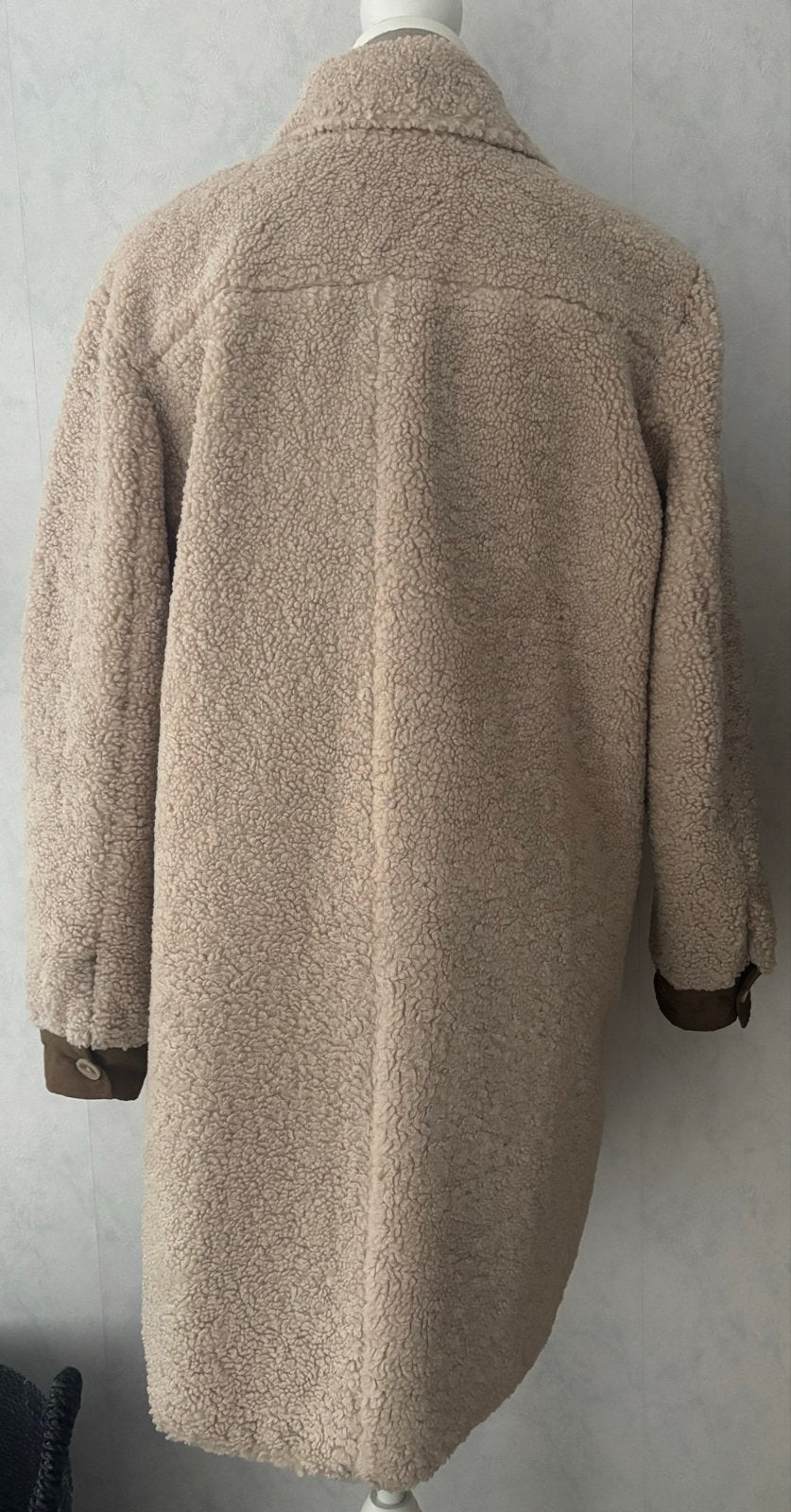 Lange teddy OBJECT winterjas, maat 38!, Verzenden, Zo goed als nieuw, Maat 38/40 (M), Beige