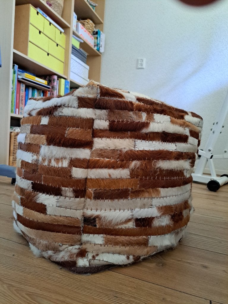 Leren poef, Ophalen, Minder dan 50 cm, Vierkant, Zo goed als nieuw