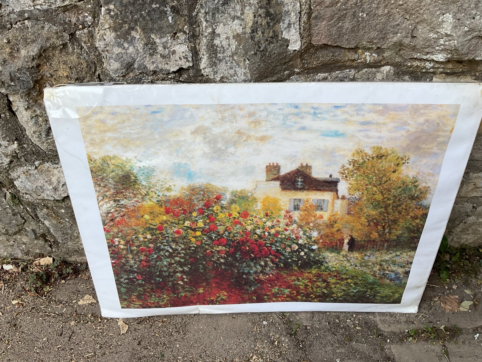 Monet's Tuin in Argenteuil - Klassiek Schilderij, Antiek en Kunst, Kunst | Schilderijen | Klassiek, Doek, Impressionistisch, Ophalen of Verzenden