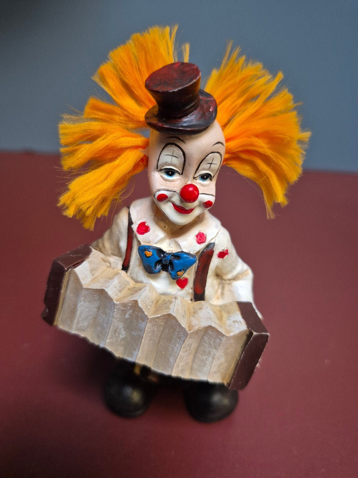 Vintage Clown Beeldje met Accordeon - Decoratie, Ophalen of Verzenden, Zo goed als nieuw, Mens