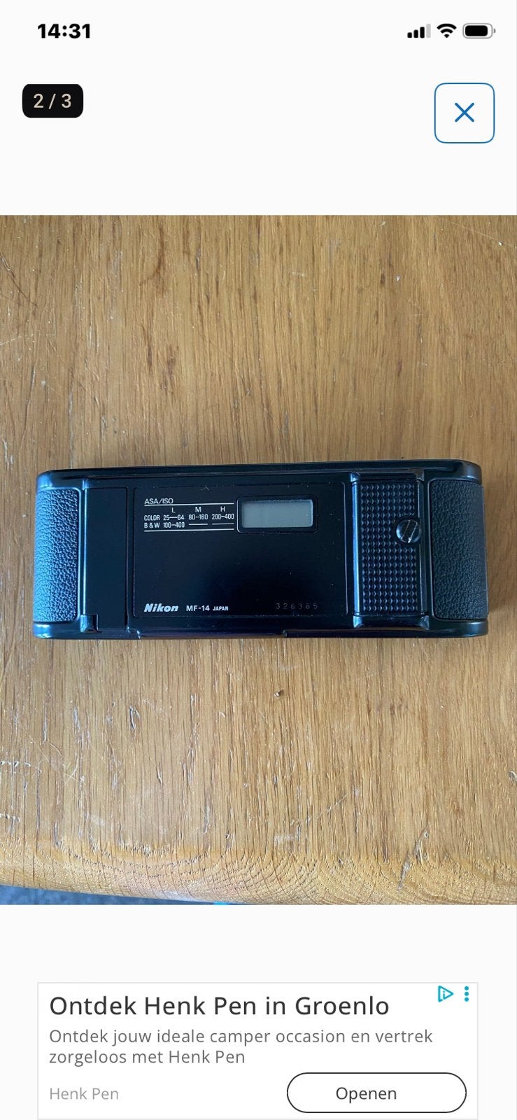 Nikon Data Back MF-14 voor Nikon camera's, Nikon, Overige typen, Verzenden, Zo goed als nieuw