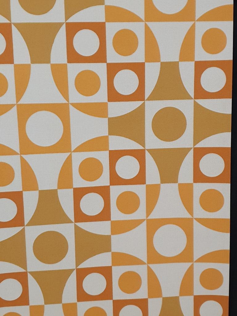 6634 geometrisch 70s vintage behang oranje geel swiet, Huis en Inrichting, Stoffering | Behang, Verzenden, Minder dan 10 m², Oranje