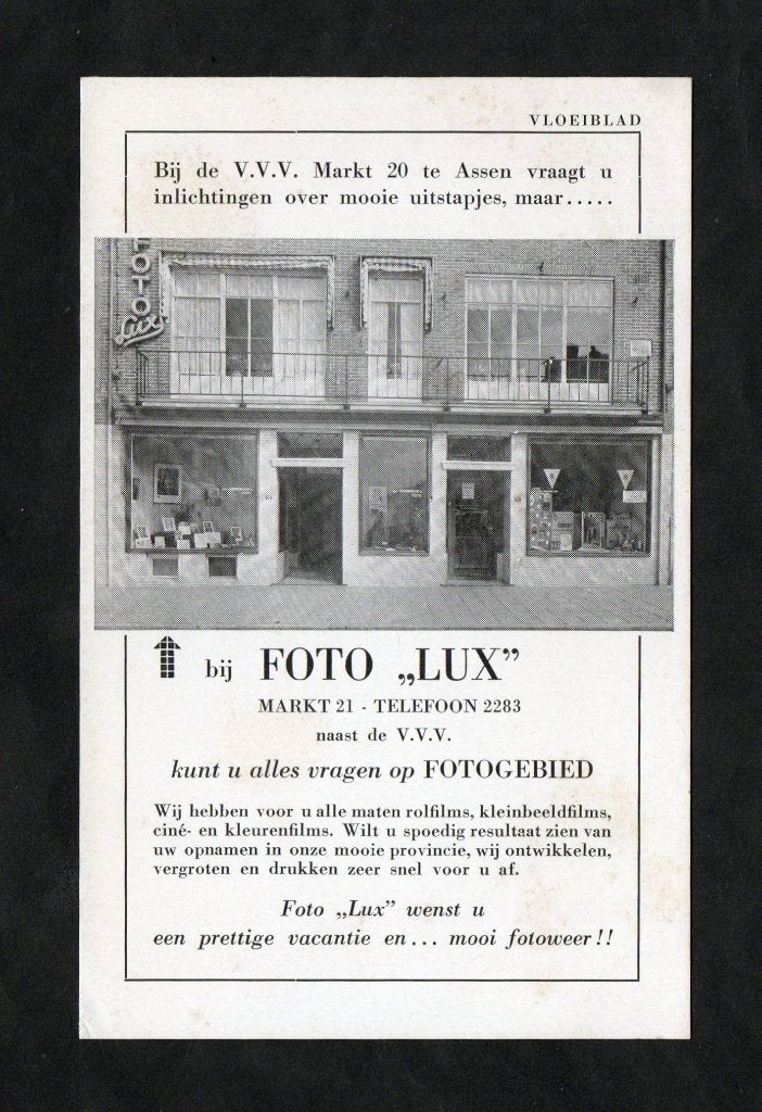 Vloeiblad Assen Foto Lux Reclame Fotografie Jaren 30., Ophalen of Verzenden, Zo goed als nieuw