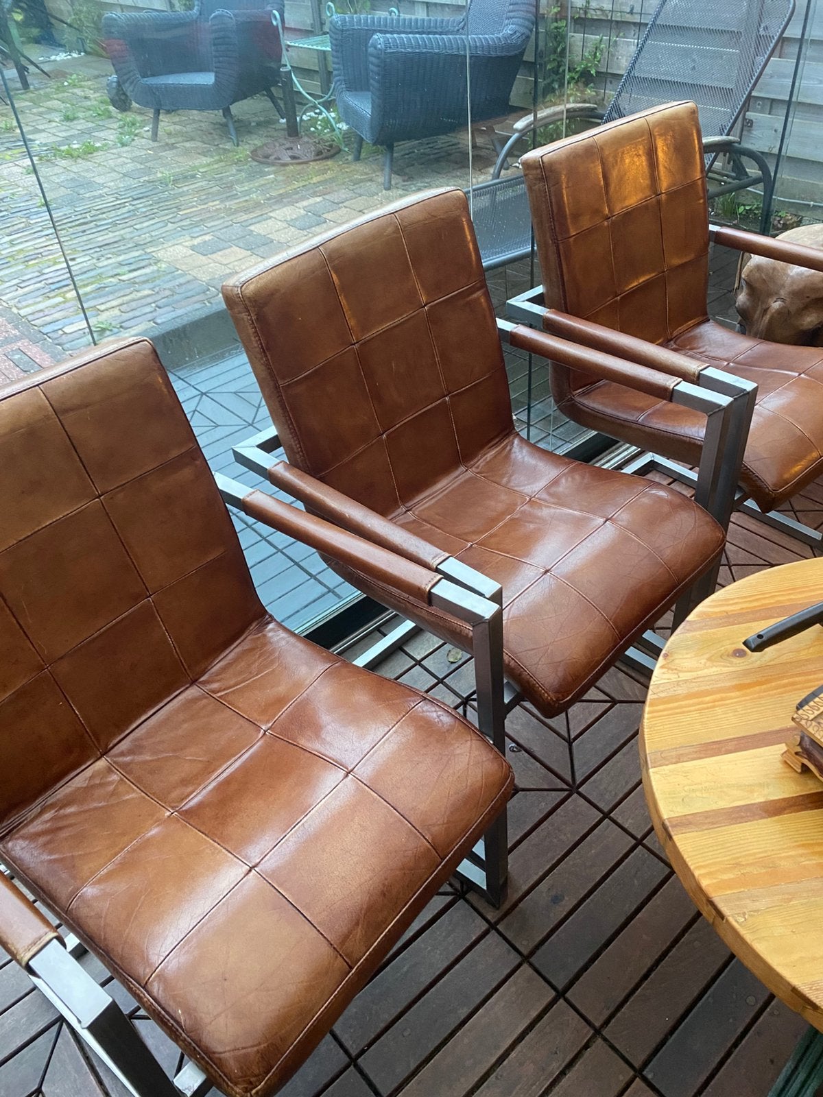 Mooie lederen stoelen 6 stuks, Ophalen, Zo goed als nieuw