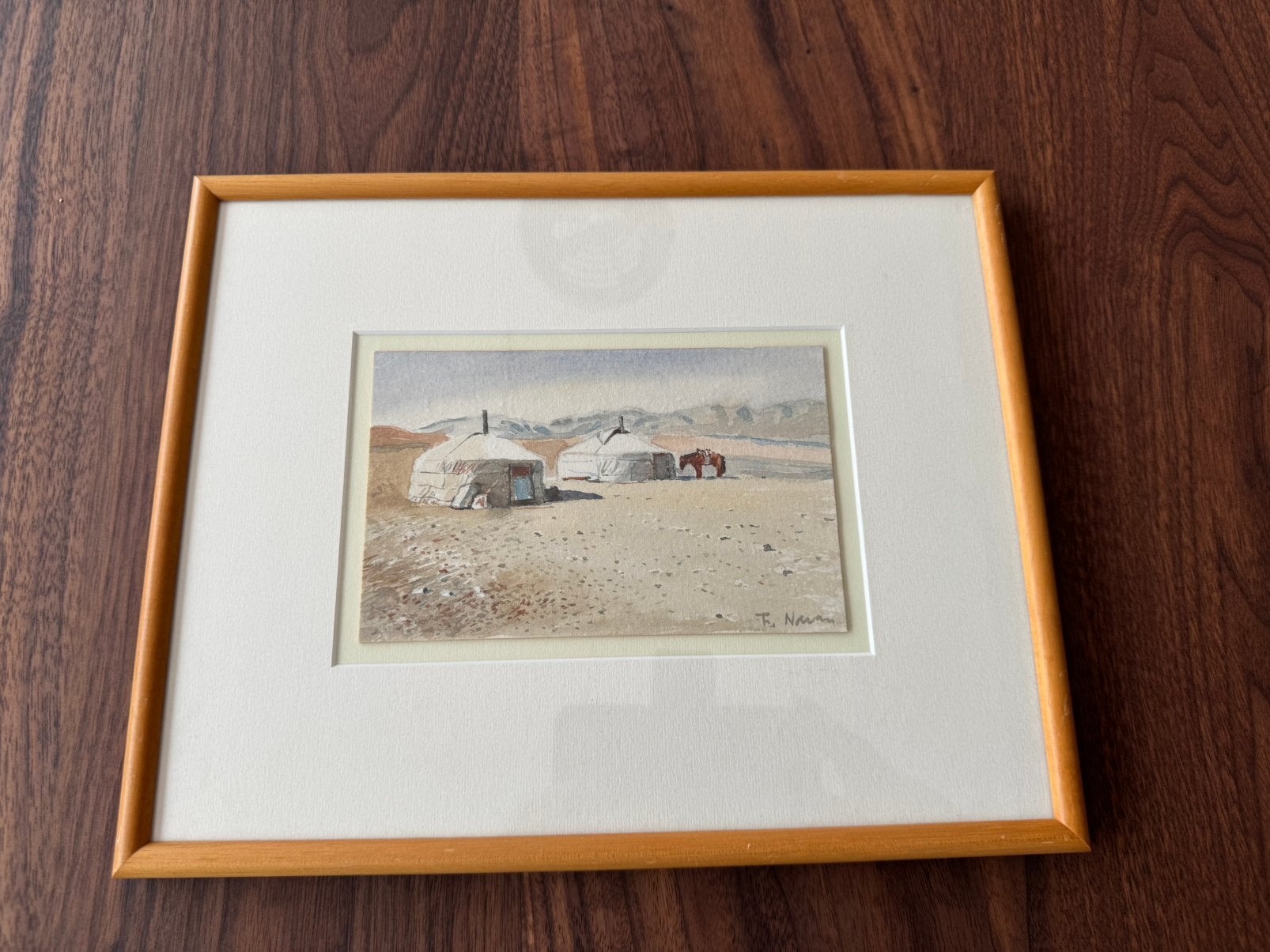 Schilderij uit Mongolie breed 30 en lengte 34 cm, Ophalen of Verzenden