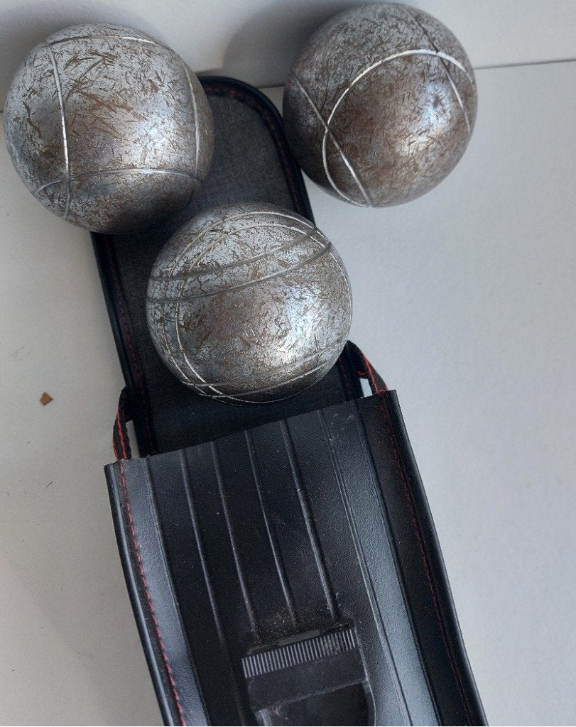Jeu de Boules set (3 metalen ballen), Ophalen of Verzenden, Gebruikt, Bal
